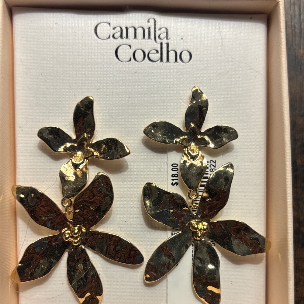 Camila Coelho Gold Petal Earrings